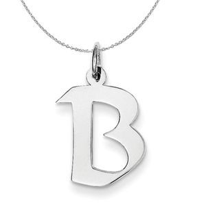 Silver Karlie Collection Block Initial Charm Letter B Necklace - 20 In